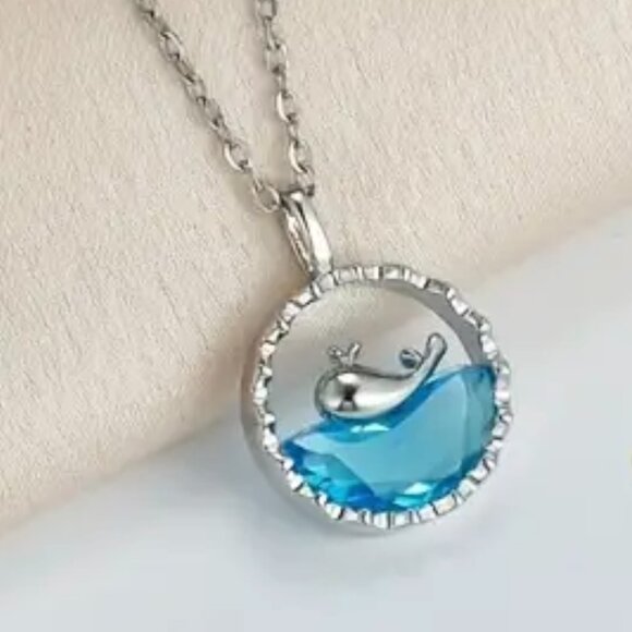 Save The Whale Women's Colorful Blue Ocean 18K Gold Plated Zircon Beach - Picture 3 of 6